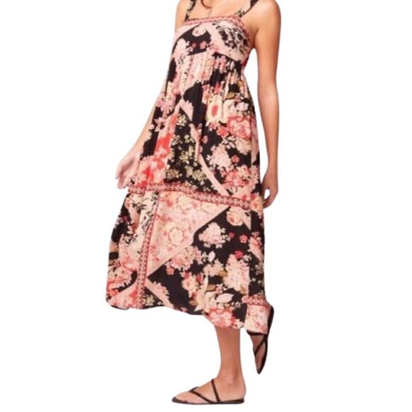 Collective Anthem of the Sun Patchwork Floral Print Sleeveless Midi Dress XS - Picture 6 of 15